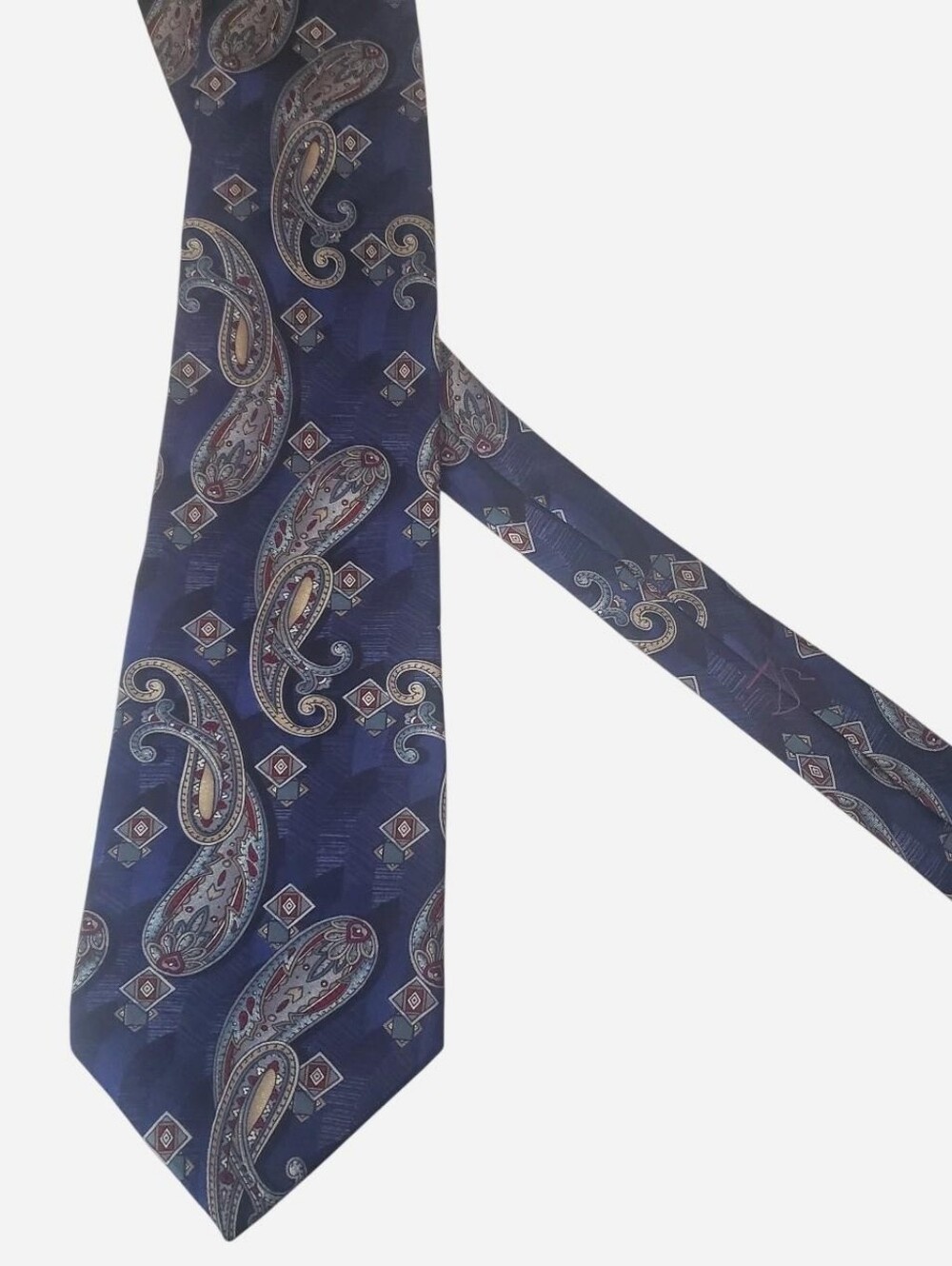 Vtg Silk Tie Mens Blue Paisley 56" Classic L'Atelier Made In USA Printed Italy